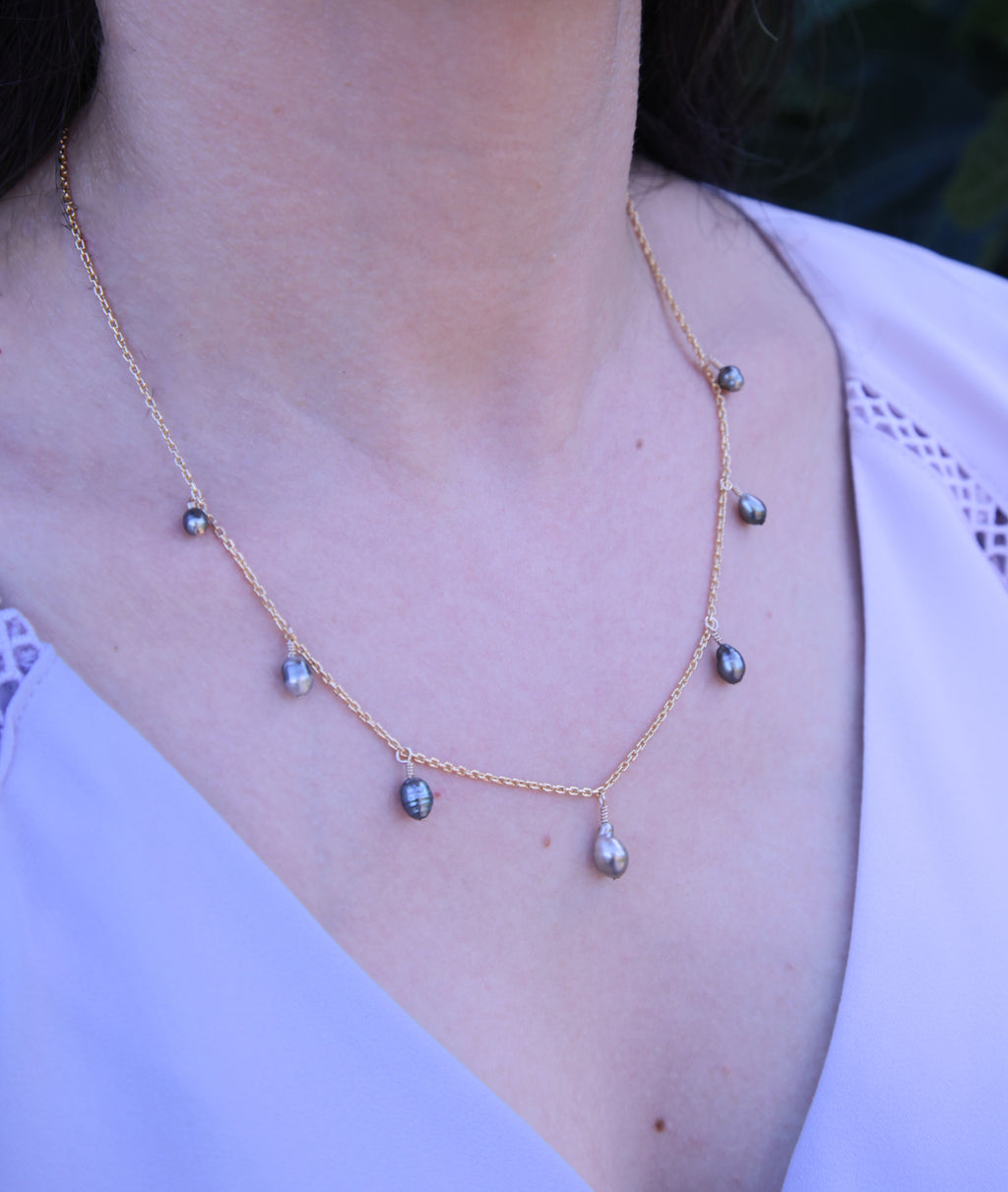 Eclipse Necklace | Tahitian Keshi Pearl Necklace