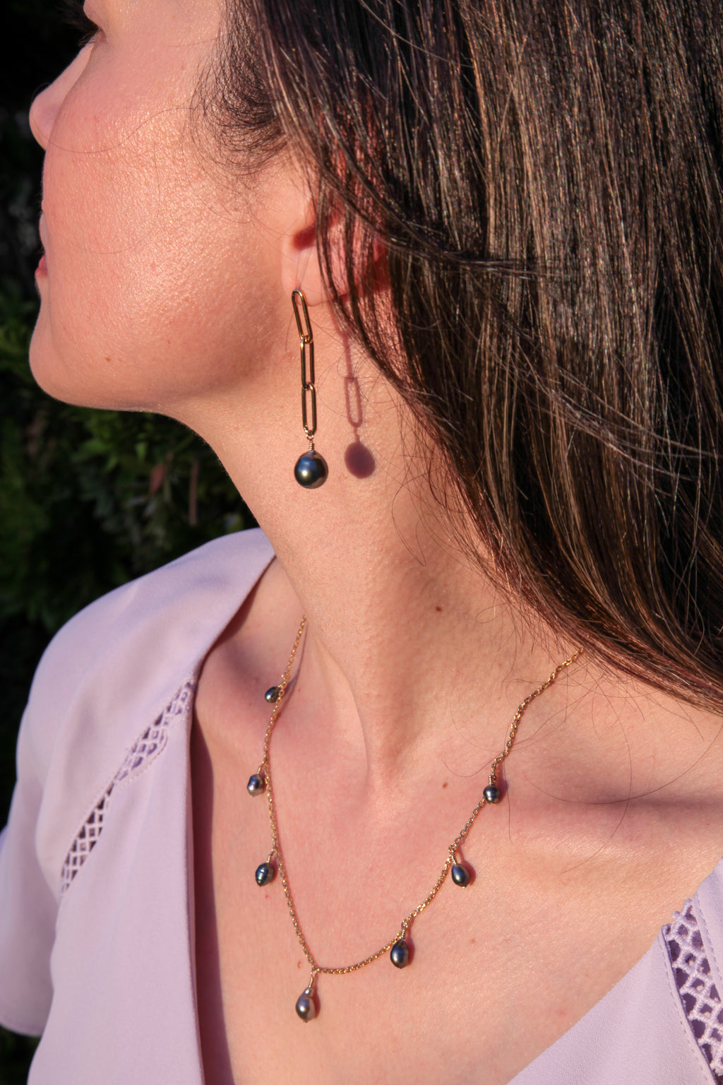 Eclipse Necklace | Tahitian Keshi Pearl Necklace