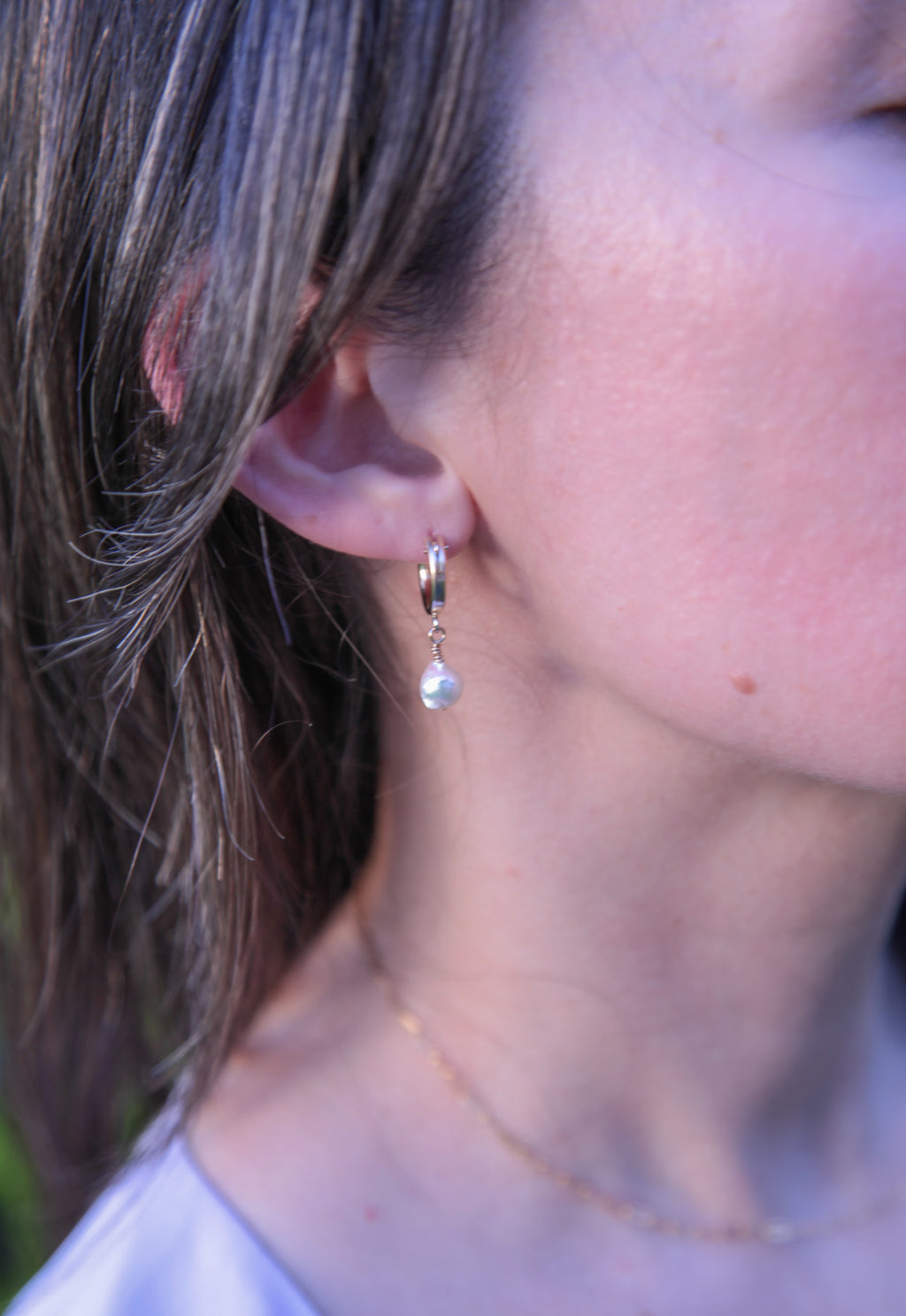 Clifton Hoops | Akoya Baroque Pear Earrings